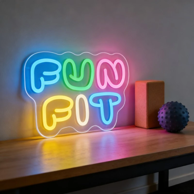 Yoga Fitness Rooms - Letrero Luminoso LED de Neón con