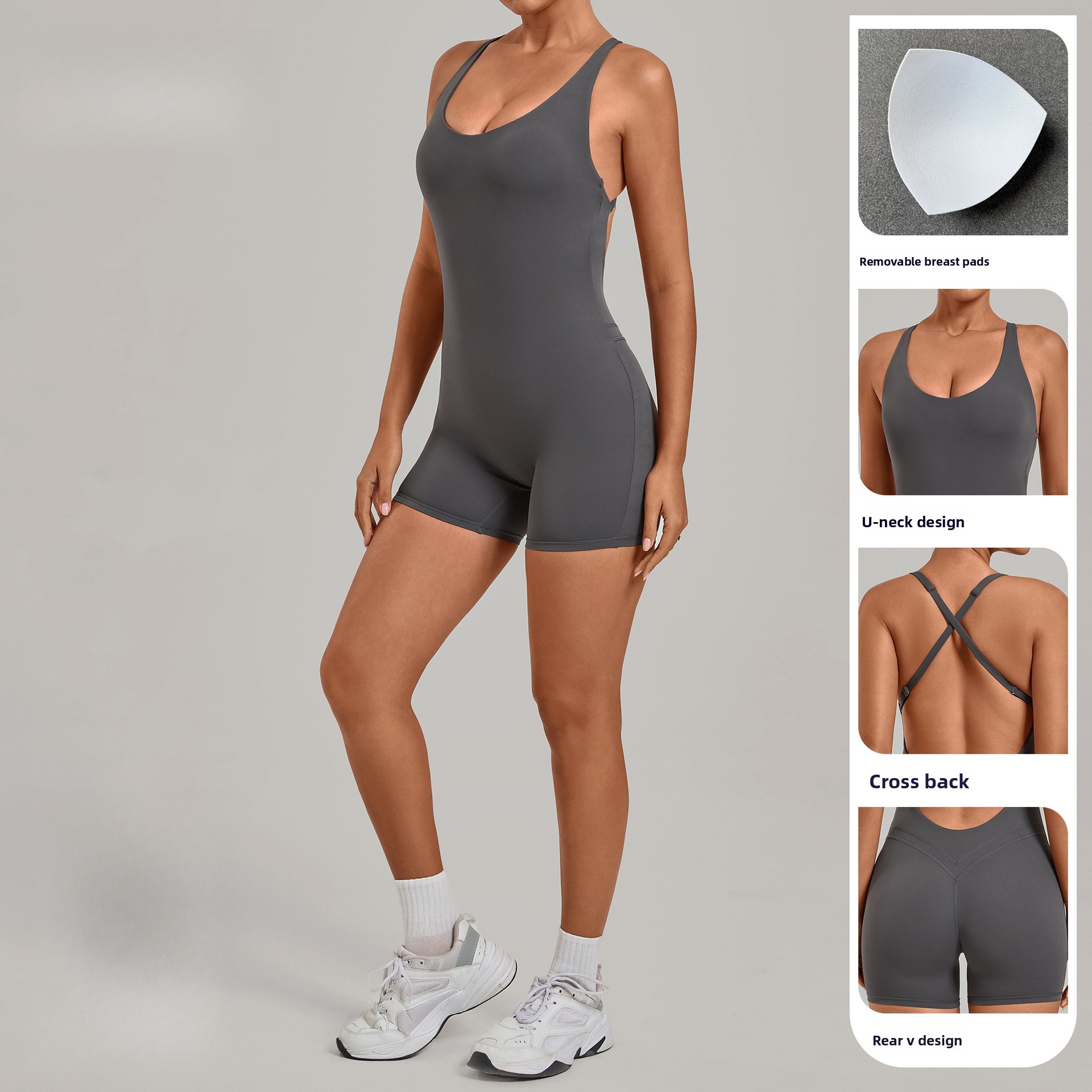 Conjunto de monos cortos sin e - Yoga Overall Fitness reseña y precio