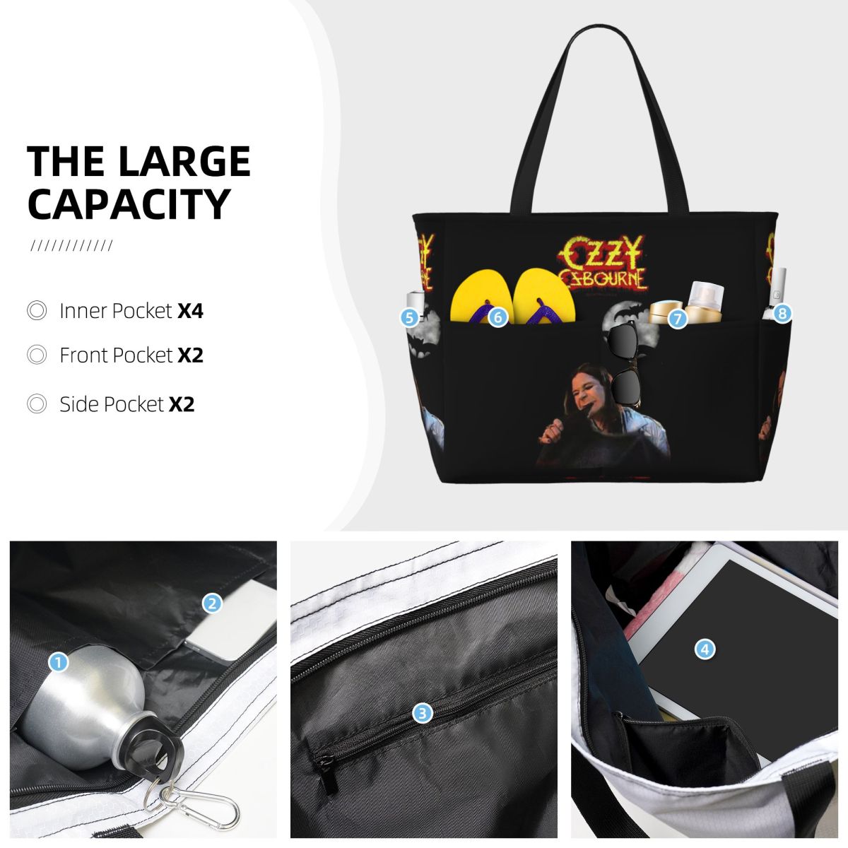 Ozzy Osbourne Merch Beach Tote - Yoga Fitness Merch reseña y precio