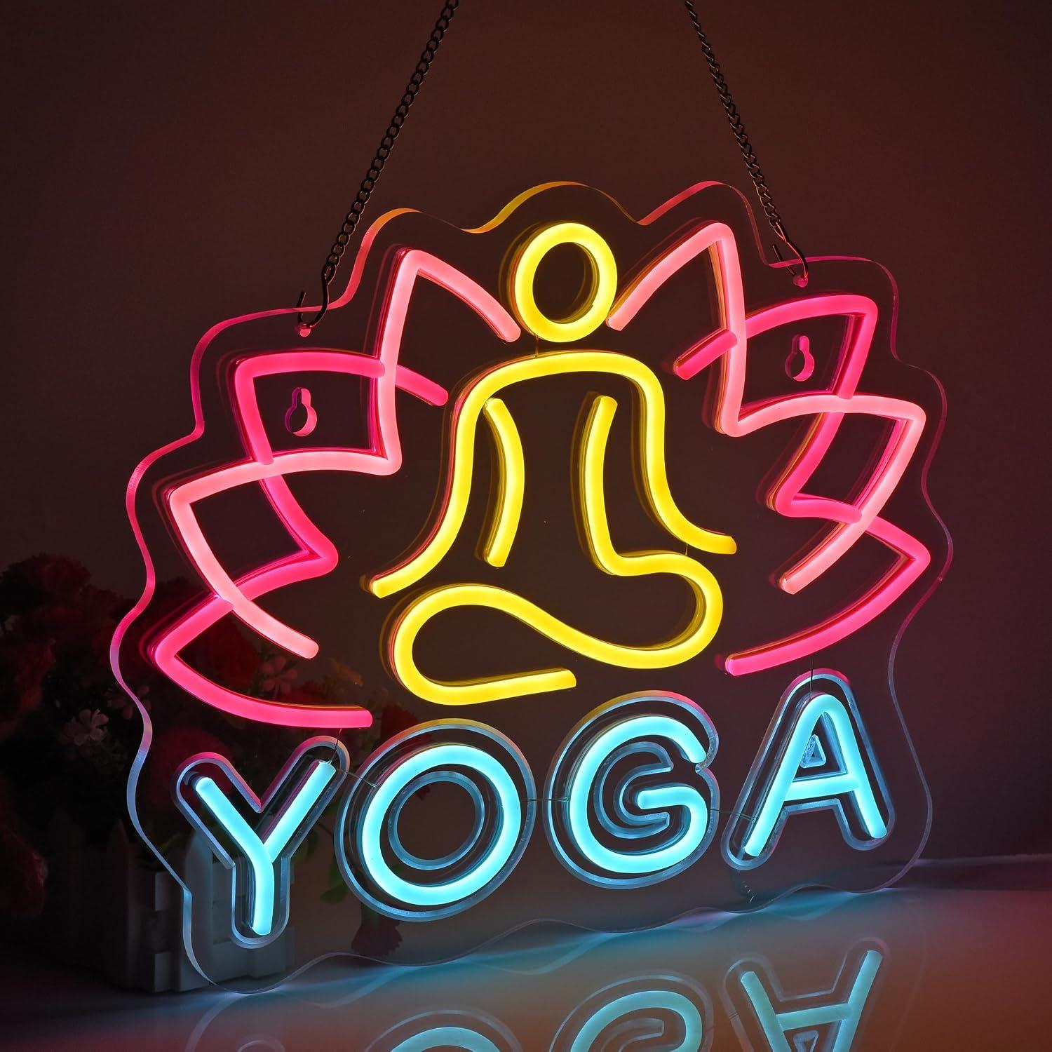 Letrero de neón de yoga, luz L - Yoga Fitness Rooms reseña y precio